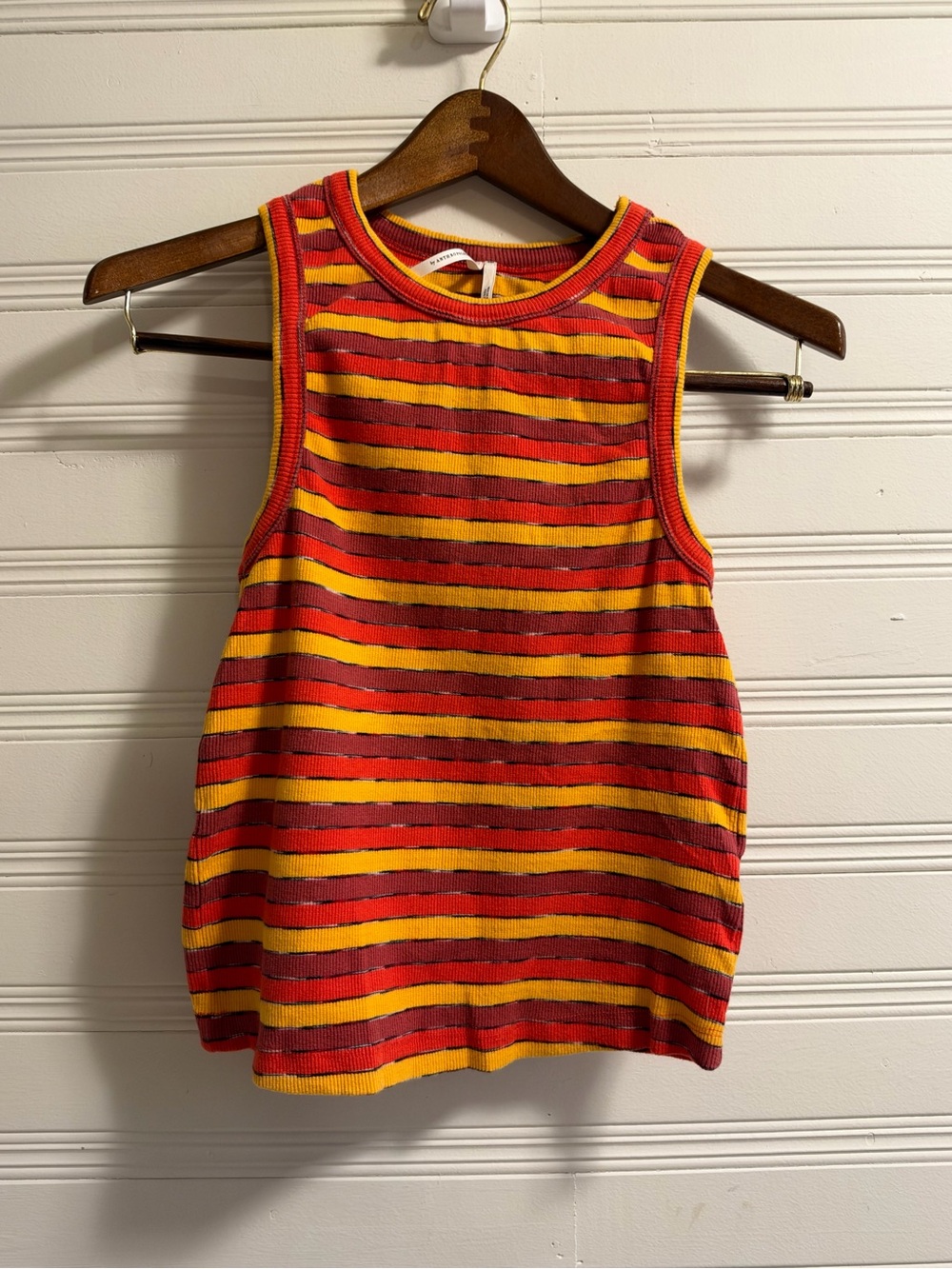 Anthropologie Retro Striped Ribbed Sleeveless Tank Top XS